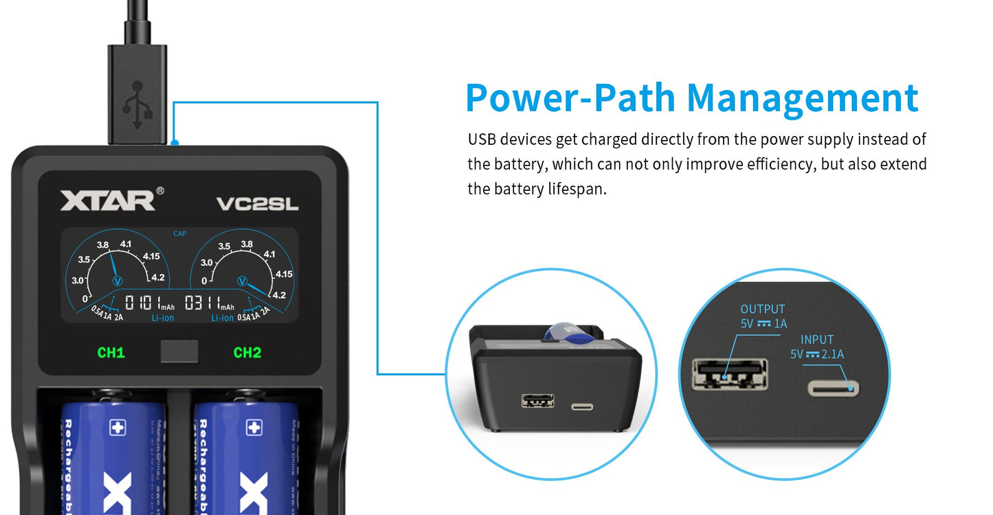 VC2SL 2-Bay Battery Charger by XTAR