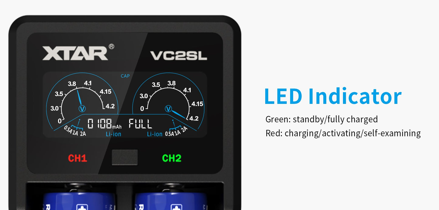 VC2SL 2-Bay Battery Charger by XTAR