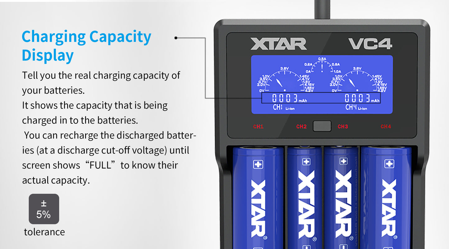 VC4 4-Bay Battery Charger by XTAR