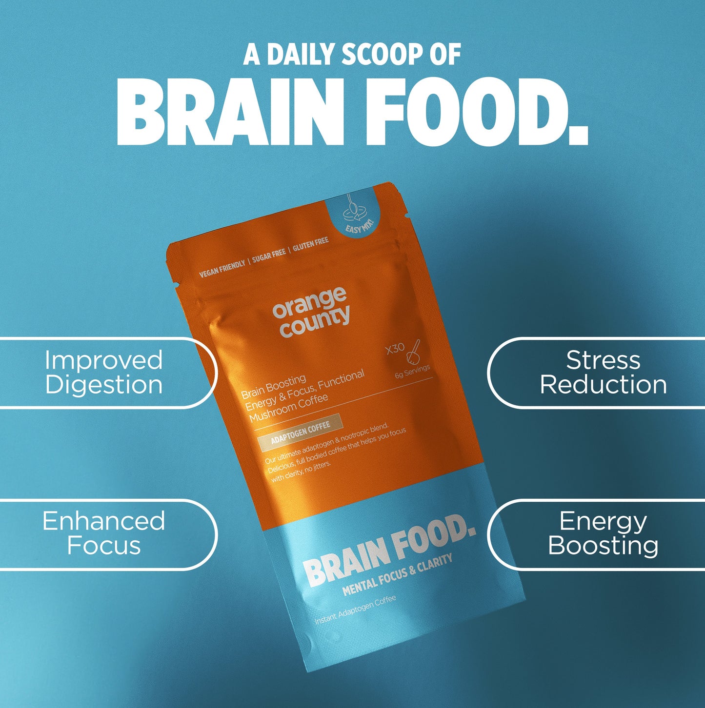 120,000mg BRAIN FOOD Focus Coffee Powder by Orange County
