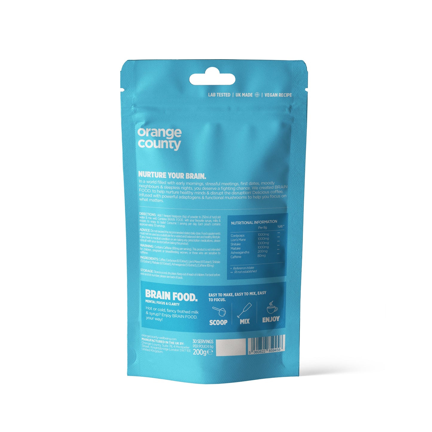 120,000mg BRAIN FOOD Focus Coffee Powder by Orange County