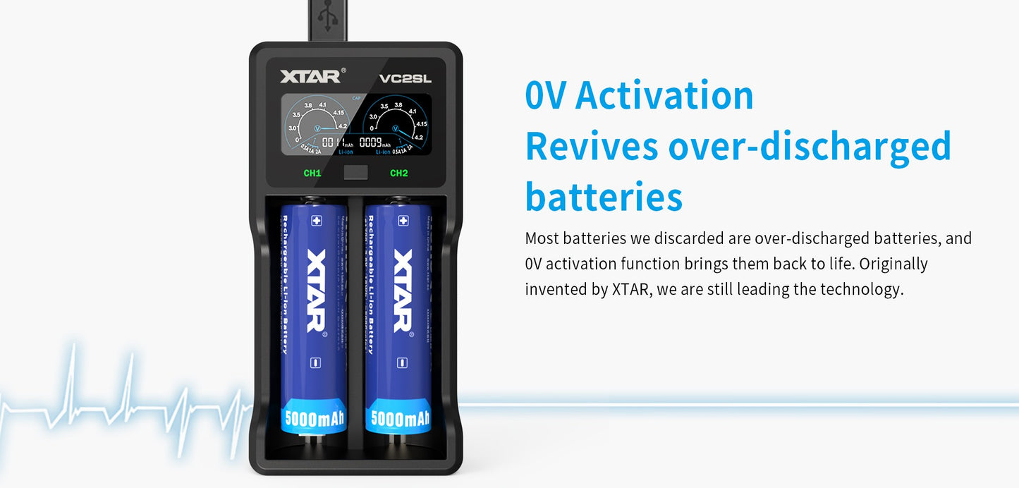VC2SL 2-Bay Battery Charger by XTAR
