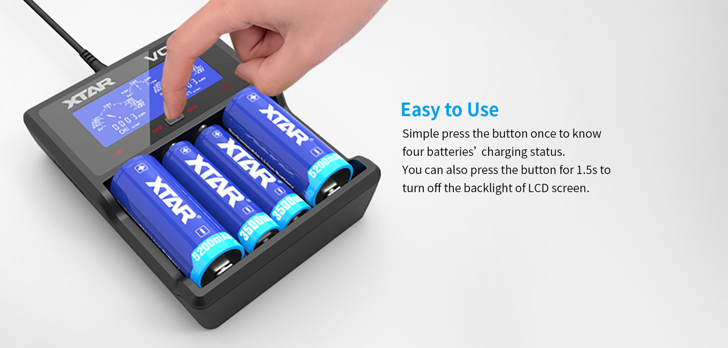 VC4 4-Bay Battery Charger by XTAR