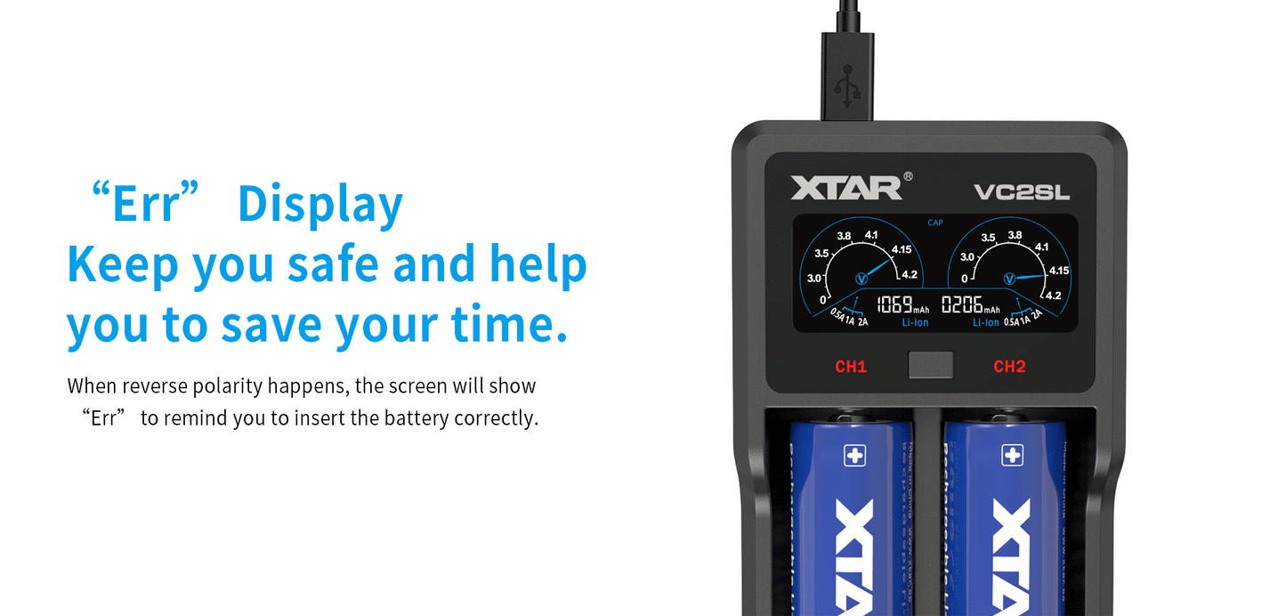 VC2SL 2-Bay Battery Charger by XTAR