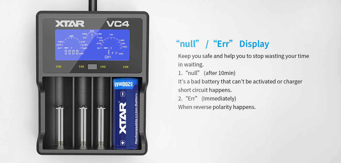 VC4 4-Bay Battery Charger by XTAR