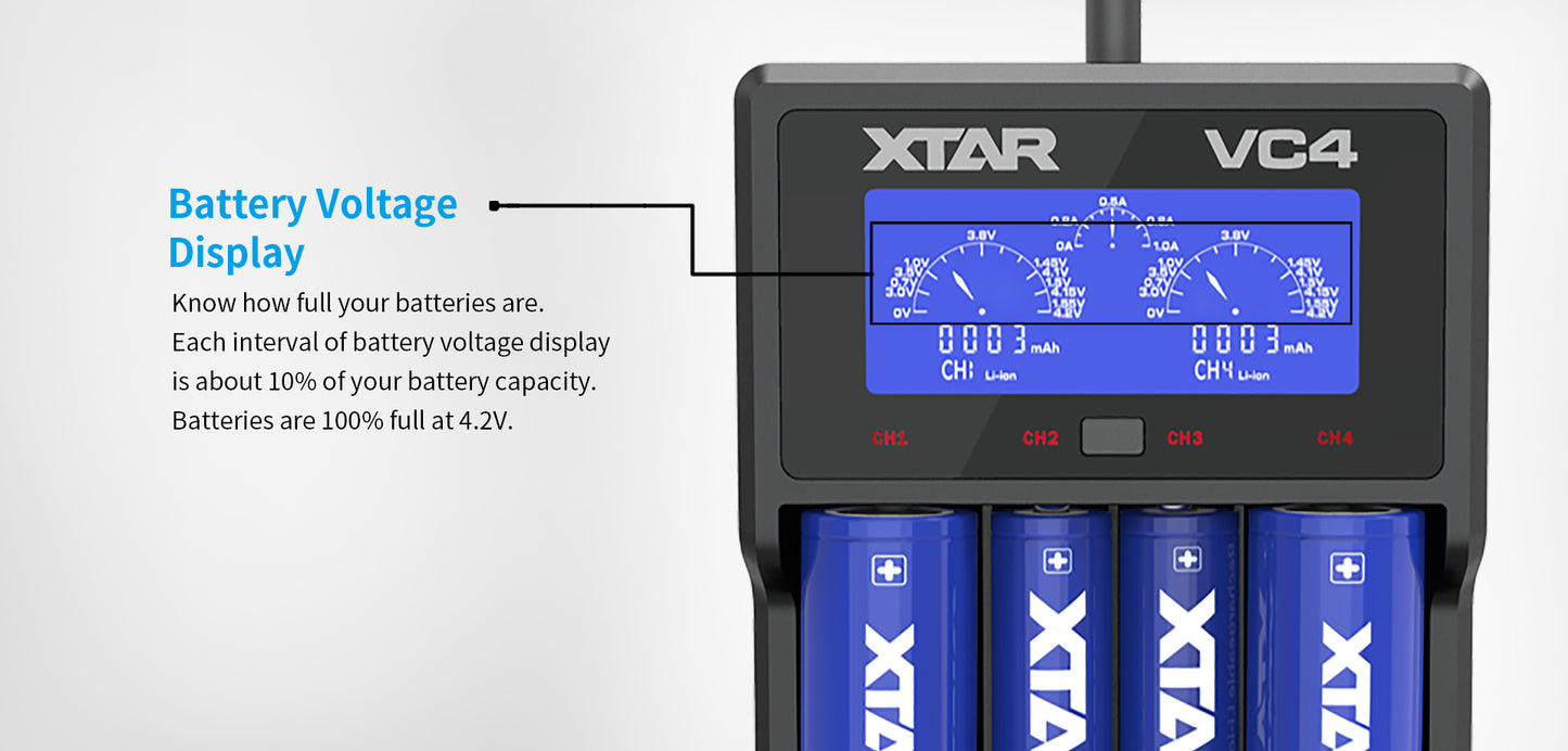 VC4 4-Bay Battery Charger by XTAR