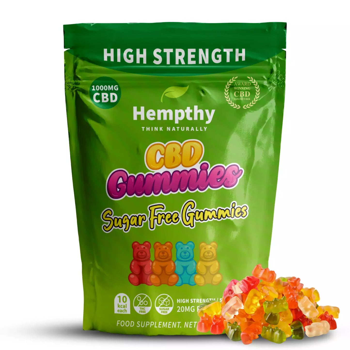 1000mg CBD Sugar Free Gummies by Hempthy