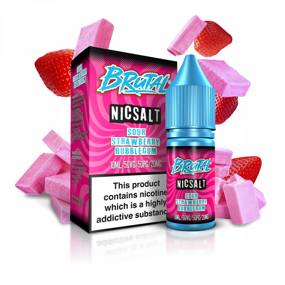 Sour Strawberry Bubblegum 10ml by Brutal Nic Salt