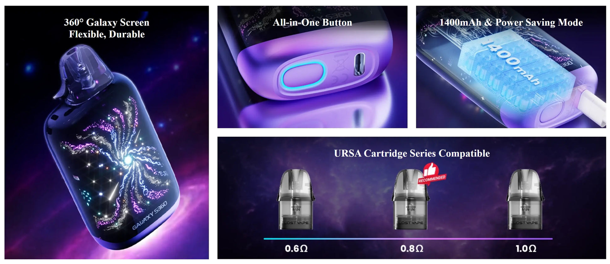 Galaxy S360 Pod Vape Kit by Lost Vape LA Vape Shop Galaxy S360 Pod Vape Kit by Lost Vape LA Vape Shop